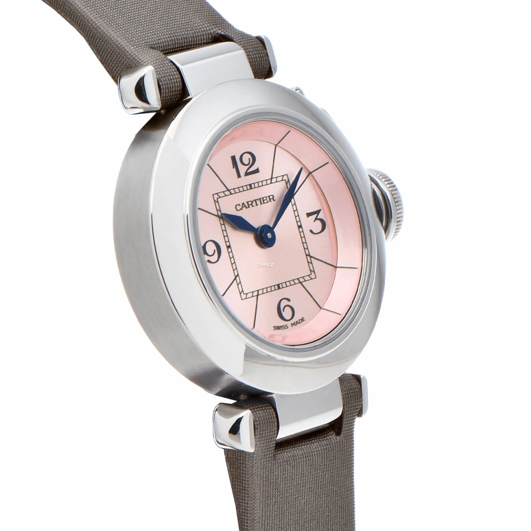 Cartier,Pasha de Cartier 27mm,27mm,Stainless Steel,Pink,Quartz,In-house Caliber,Sapphire,Crystal Glass,W3140026