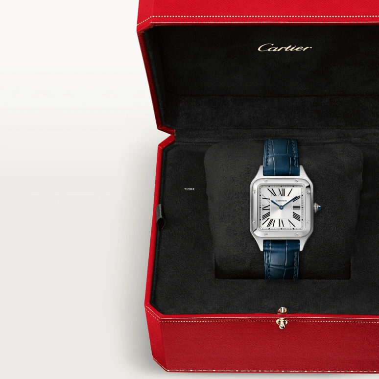 Cartier,Santos de Cartier 38x27.50mm,38x27.50mm,Stainless Steel,Silver,Quartz,Sapphire,Crystal Glass,Square,WSSA0086