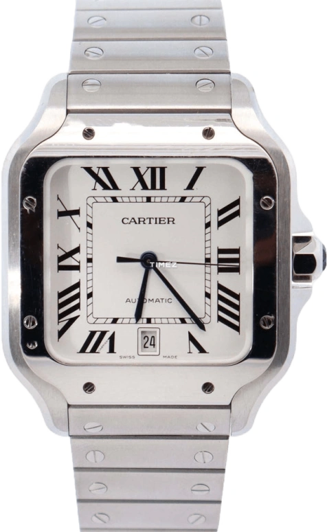 Cartier,Santos de Cartier 39.80mm,39.80mm,Stainless Steel,Silver,Automatic,Day,42hours,WSSA0009
