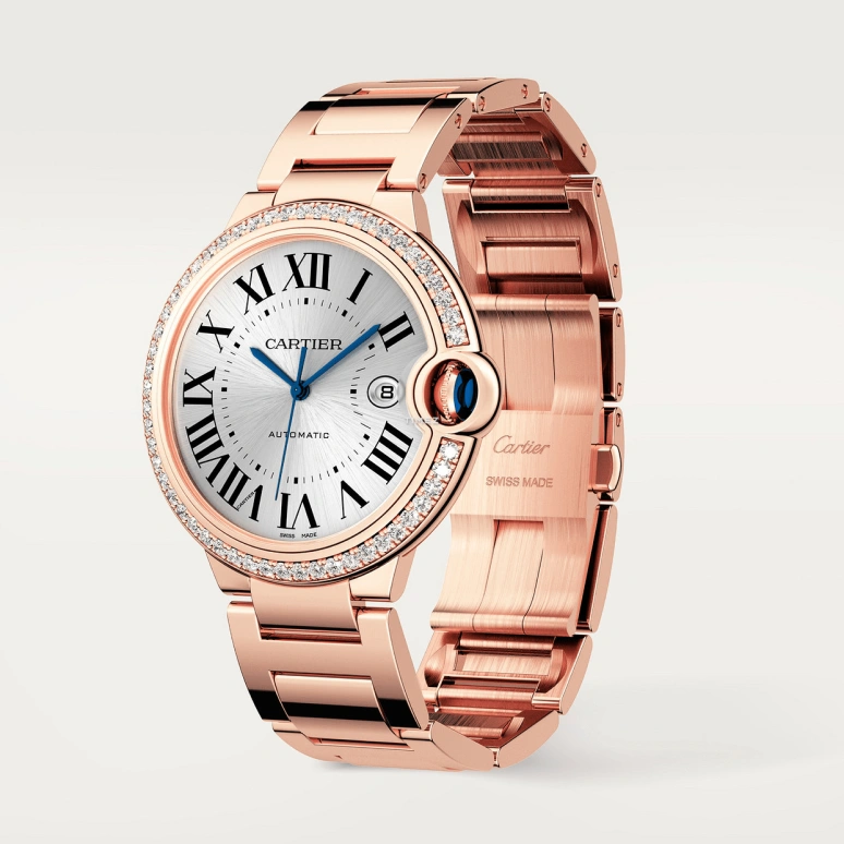 Cartier,Ballon Bleu de Cartier 42mm,42mm,Rose Gold,Silver,Automatic,Day,42hours,WJBB0038