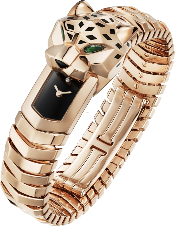 Cartier,Panthère de Cartier 38.20mm,38.20mm,Rose Gold,Black,Quartz,Sapphire,Crystal Glass,Other,HPI01538
