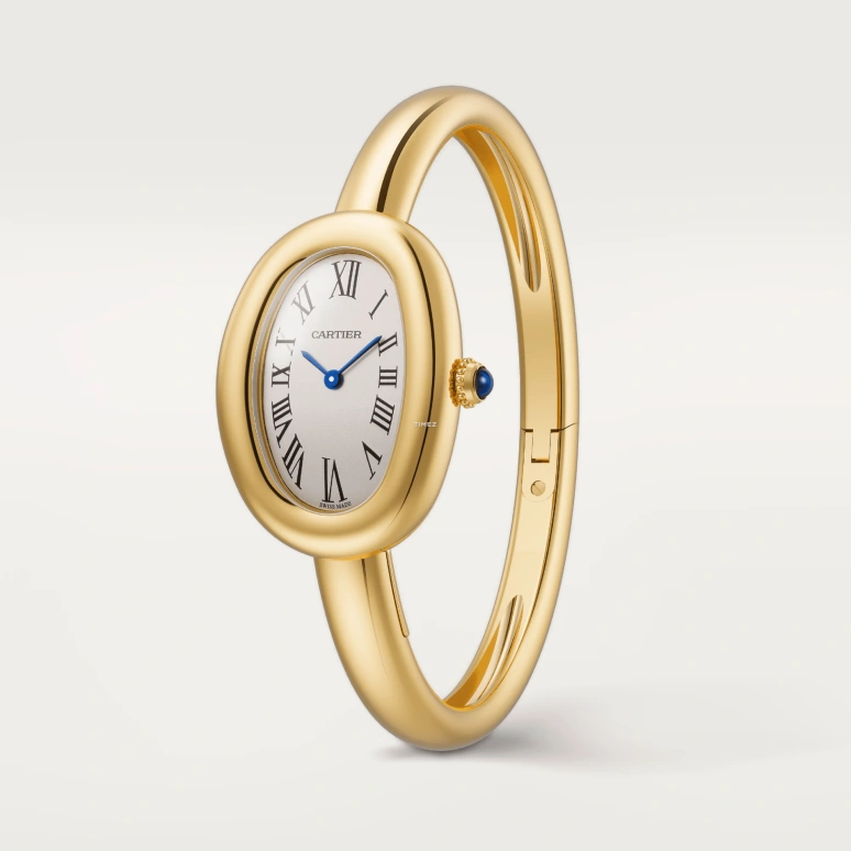Cartier,Baignoire 31.40x23.10mm,31.40x23.10mm,Yellow Gold,Silver,Quartz,Sapphire,Crystal Glass,Oval,WGBA0025