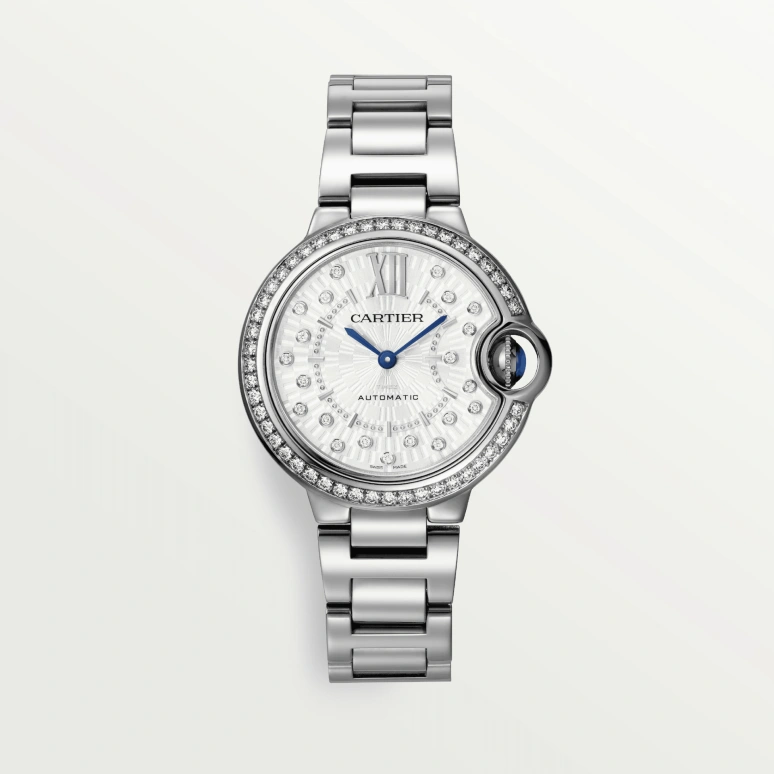 Cartier,Ballon Bleu de Cartier 33mm,33mm,Stainless Steel,Silver,Automatic,Sapphire,Crystal Glass,Round,W4BB0035
