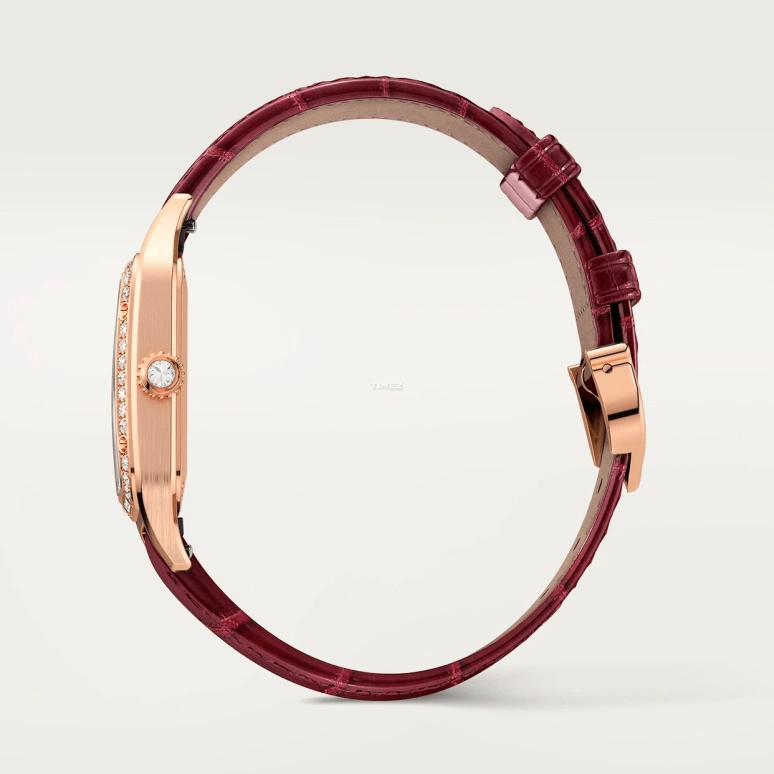 Cartier,Santos de Cartier 38x27.50mm,38x27.50mm,Rose Gold,Silver,Quartz,Sapphire,Crystal Glass,Square,WJSA0026