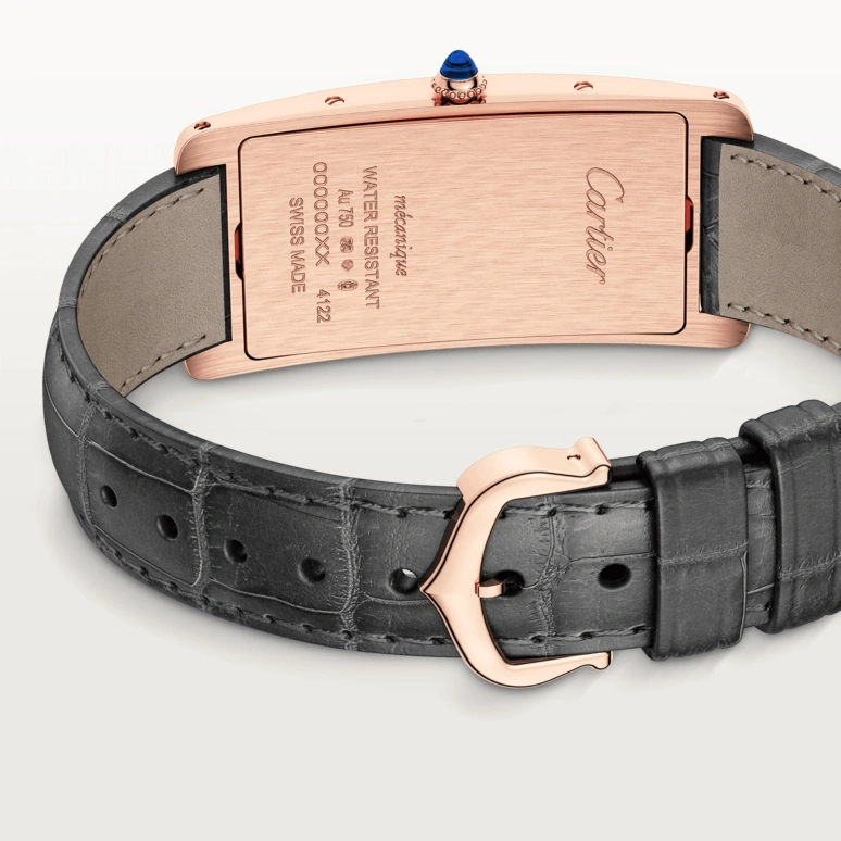 Cartier,Tank 46.30x23mm,46.30x23mm,Rose Gold,Black,Handwound,In-house Caliber,Hardlex,WGTA0025