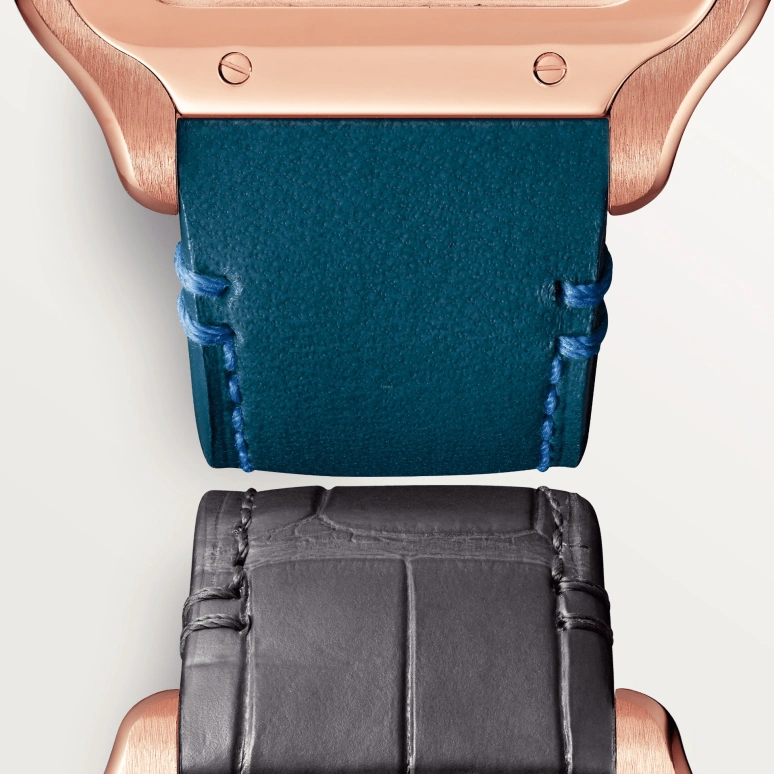 Cartier,Santos de Cartier 39.80mm,39.80mm,Rose Gold,Grey,Rose Gold,Handwound,72hours,In-house Caliber,WHSA0018