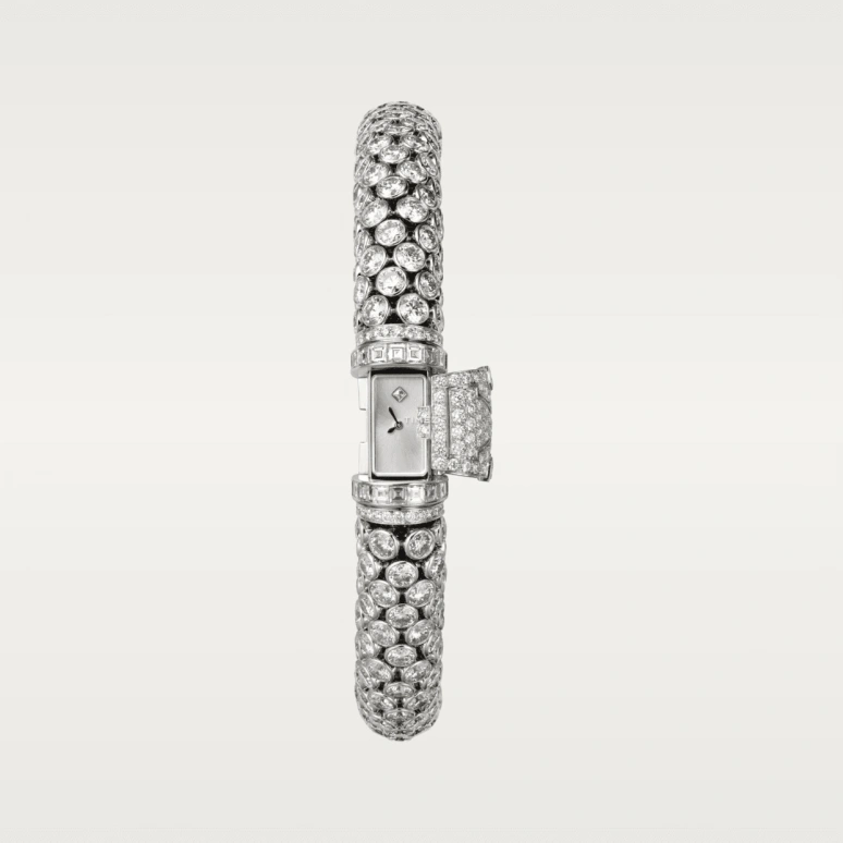 Cartier,High Jewelry Watches ,White Gold,Silver,Handwound,In-house Caliber,Square,HPI00579