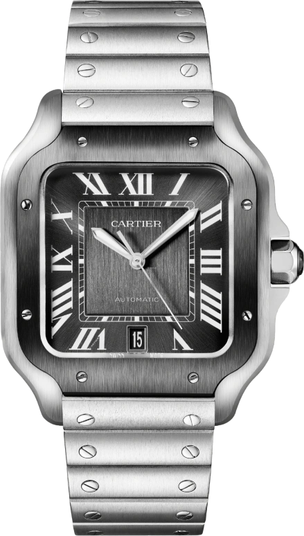 Cartier,Santos de Cartier 39.80x47.50mm,39.80x47.50mm,Stainless Steel,Grey,Automatic,Day,42hours,WSSA0037