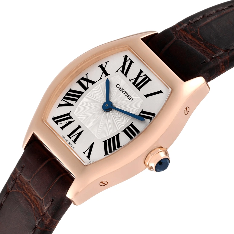Cartier,Tortue 30x24mm,30x24mm,Rose Gold,Silver,Handwound,In-house Caliber,Sapphire,Crystal Glass,W1556360
