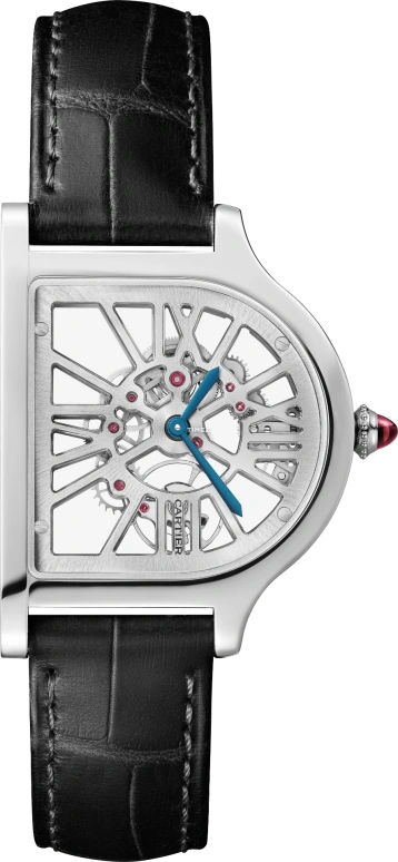 Cartier,Cartier Privé 37.15x28.75mm,37.15x28.75mm,Platinum,Skeleton,Silver,Handwound,Sapphire,Crystal Glass,Other,WHCC0003