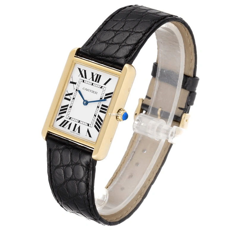Cartier,Tank 34mm,34mm,Yellow Gold,Silver,Quartz,Sapphire,Crystal Glass,Square,W1018855