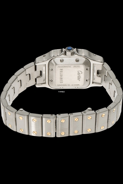 Cartier,Santos de Cartier 24x24mm,24x24mm,Stainless Steel,Yellow Gold,Silver,Grey,Automatic,Day,Jumping Minutes,W20045C4
