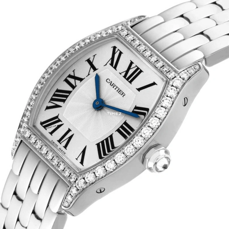 Cartier,Tortue 30x24mm,30x24mm,White Gold,Silver,Quartz,Sapphire,Crystal Glass,Tonneau,WA501011