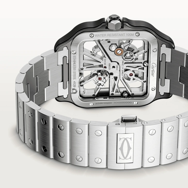 Cartier,Santos de Cartier 39.80mm,39.80mm,Stainless Steel,Silver,Handwound,72hours,In-house Caliber,WHSA0027