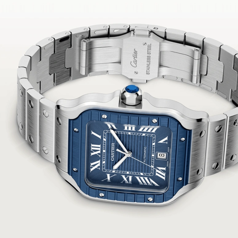 Cartier,Santos de Cartier 39.80mm,39.80mm,Stainless Steel,Blue,Automatic,Day,42hours,Stephen Curry,Threezus,WSSA0048