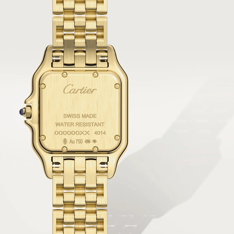 Cartier,Panthère de Cartier 23x30mm,23x30mm,Yellow Gold,Silver,Quartz,Sapphire,Crystal Glass,Square,Lily Jane Collins,Lily Collins,WGPN0008