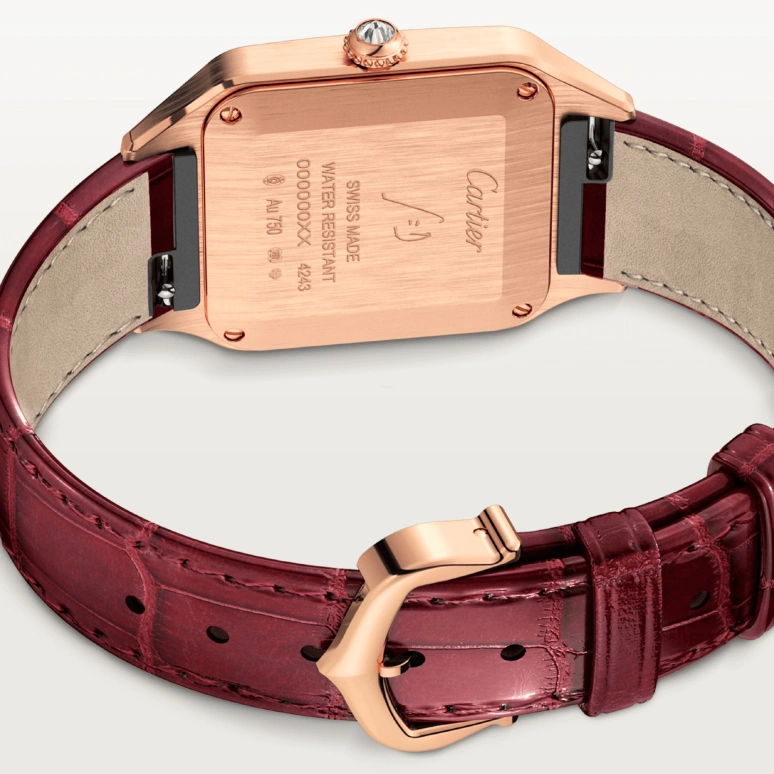 Cartier,Santos de Cartier 38x27.50mm,38x27.50mm,Rose Gold,Silver,Quartz,Sapphire,Crystal Glass,Square,WJSA0017