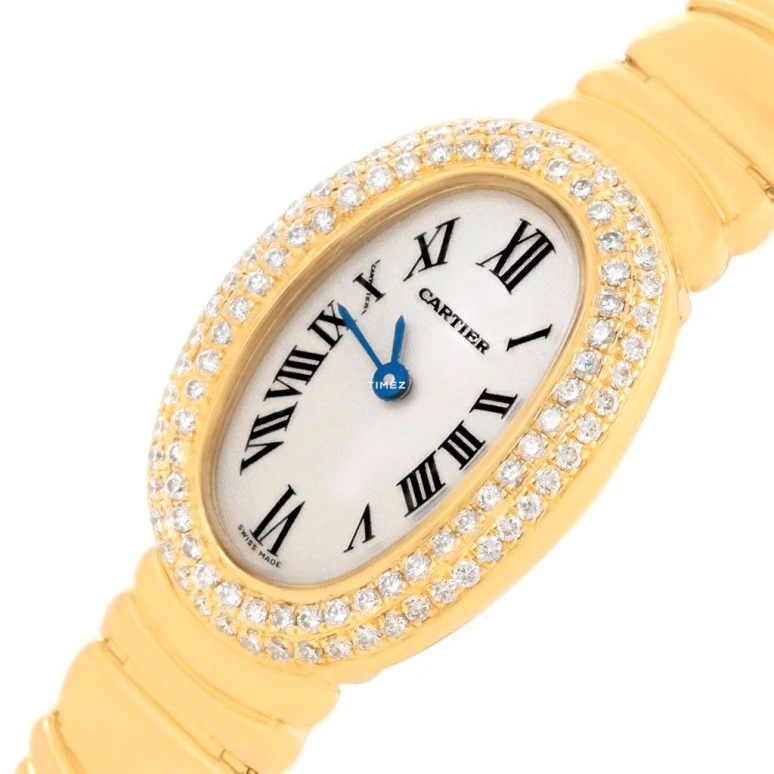 Cartier,Baignoire 25x20mm,25x20mm,Yellow Gold,Silver,Quartz,Sapphire,Crystal Glass,Oval,WB5094D8