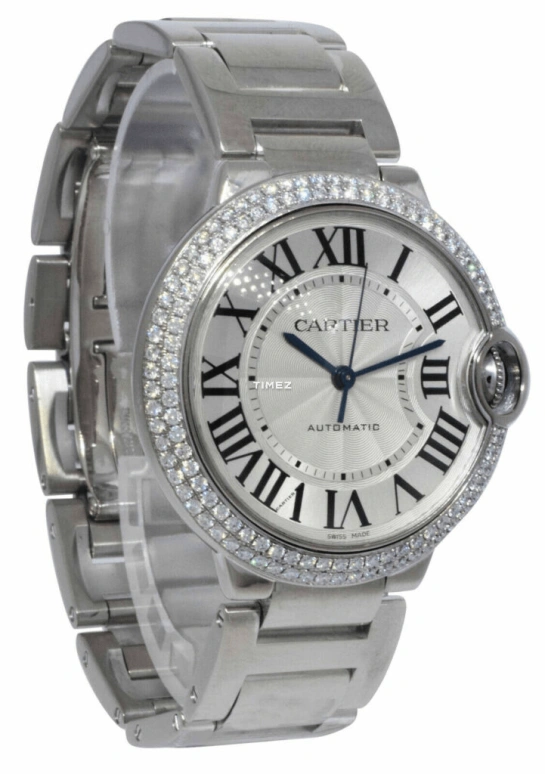 Cartier,Ballon Bleu de Cartier 36mm,36mm,White Gold,Silver,Automatic,Sapphire,Crystal Glass,Round,WE96006Z3