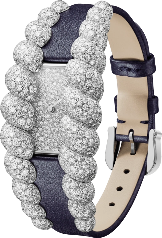 Cartier,Tressage 56.20x25.70mm,56.20x25.70mm,White Gold,Silver,Quartz,Sapphire,Crystal Glass,Square,HPI01693