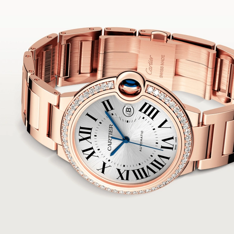 Cartier,Ballon Bleu de Cartier 42mm,42mm,Rose Gold,Silver,Automatic,Day,42hours,WJBB0038