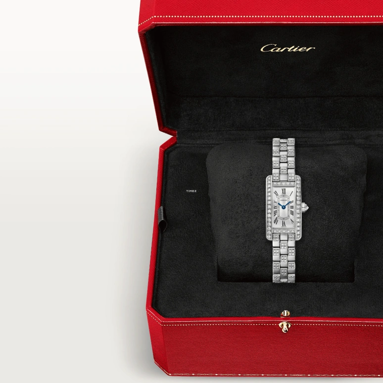 Cartier,Tank 28x15.20mm,28x15.20mm,White Gold,Silver,Quartz,Sapphire,Crystal Glass,Square,WJTA0067