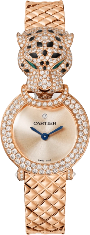 Cartier,Panthère Jewelry Watches 23.60mm,23.60mm,Rose Gold,Quartz,Sapphire,Crystal Glass,Other,HPI01510