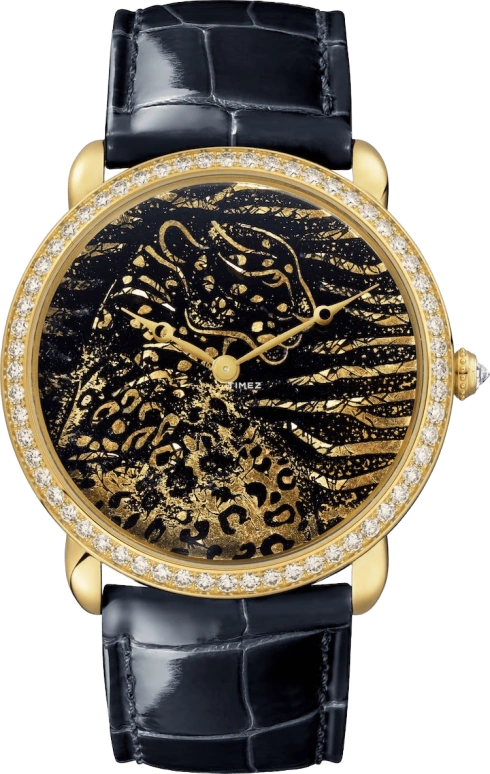 Cartier,Métiers d'Art 42mm,42mm,Yellow Gold,Black,Gold,Handwound,Sapphire,Crystal Glass,Round,Fragmentation dor