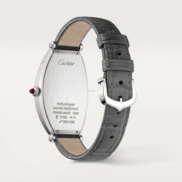 Cartier,Tonneau 46.10x26.20mm,46.10x26.20mm,Platinum,Silver,Handwound,38hours,In-house Caliber,WGTN0005