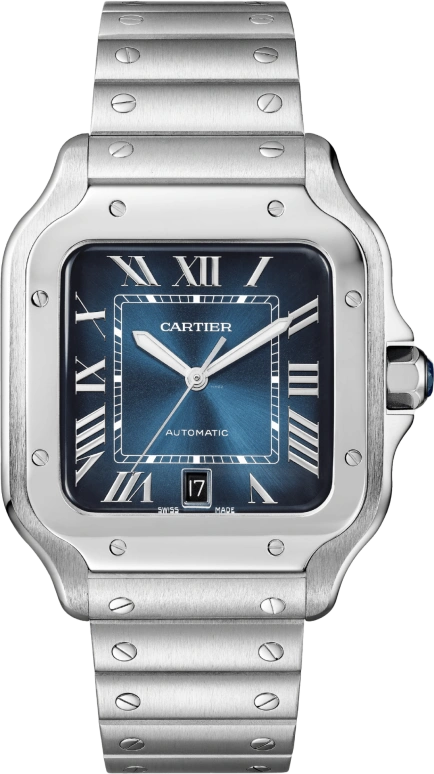 Cartier,Santos de Cartier 39.80mm,39.80mm,Stainless Steel,Gradient,Blue,Automatic,42hours,In-house Caliber,WSSA0030