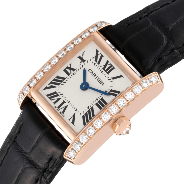 Cartier,Tank 25.35x20.30mm,25.35x20.30mm,Rose Gold,Silver,Quartz,In-house Caliber,Sapphire,Crystal Glass,WE104531