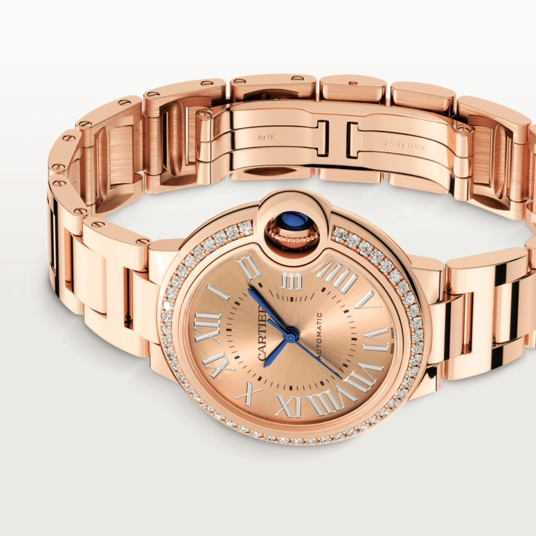 Cartier,Ballon Bleu de Cartier 33mm,33mm,Rose Gold,Automatic,Sapphire,Crystal Glass,Round,WJBB0077