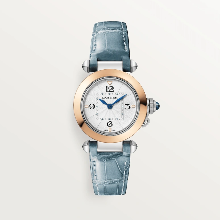 Cartier,Pasha de Cartier 30mm,30mm,Stainless Steel,Rose Gold,Silver,Quartz,Sapphire,Crystal Glass,Round,W2PA0007