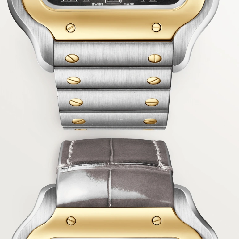 Cartier,Santos de Cartier 39.80mm,39.80mm,Stainless Steel,Smoky Coal,Gradient,Automatic,Day,Sapphire,Crystal Glass,W2SA0030