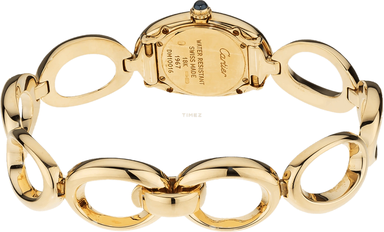 Cartier,Baignoire 27x19mm,27x19mm,Yellow Gold,Silver,Grey,Quartz,Sapphire,Crystal Glass,Oval,W15108K7