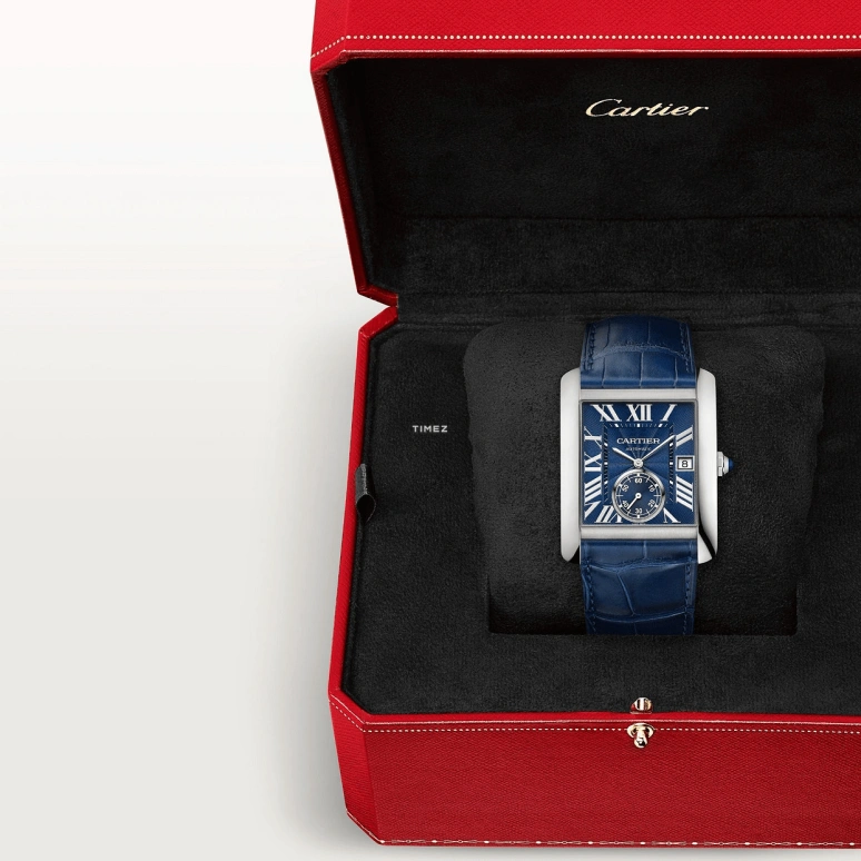 Cartier,Tank 34.30x43.92mm,34.30x43.92mm,Stainless Steel,Blue,Automatic,Day,48hours,WSTA0010
