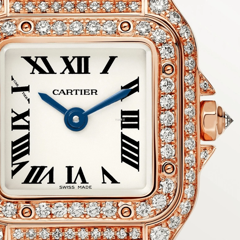Cartier,Panthère de Cartier 25x20mm,25x20mm,Rose Gold,Silver,Quartz,Sapphire,Square,WJPN0068