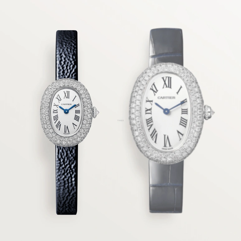 Cartier,Baignoire 24.60x18.70mm,24.60x18.70mm,White Gold,Silver,Quartz,Sapphire,Crystal Glass,Oval,WJBA0050