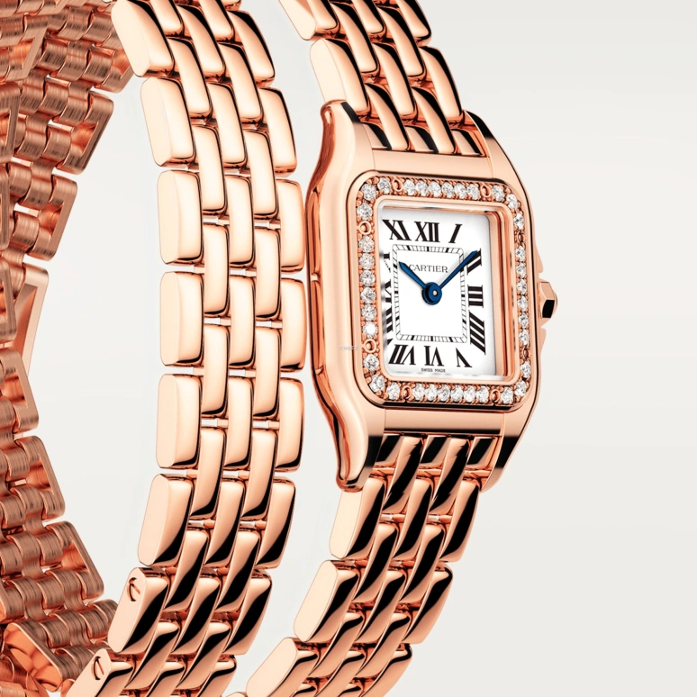 Cartier,Panthère de Cartier 22x30.30mm,22x30.30mm,Rose Gold,Silver,Quartz,Sapphire,Crystal Glass,Square,WJPN0051