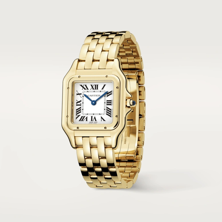 Cartier,Panthère de Cartier 29x37mm,29x37mm,Yellow Gold,Silver,Quartz,Sapphire,Crystal Glass,Square,WGPN0009