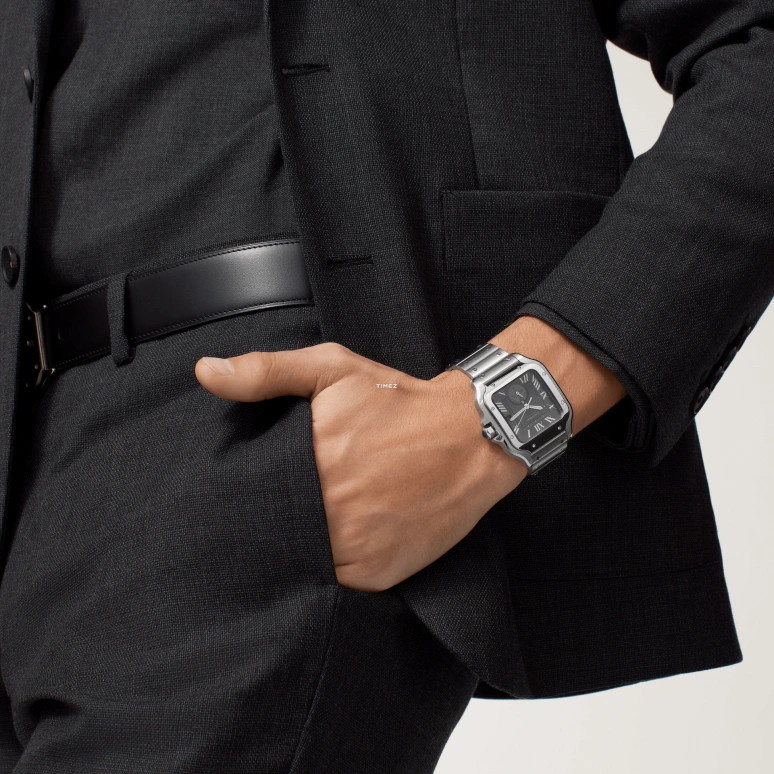 Cartier,Santos de Cartier 40.20x47.50mm,40.20x47.50mm,Stainless Steel,Grey,Coal Gray,Automatic,Day,Dule Time,WSSA0076