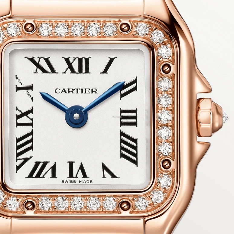 Cartier,Panthère de Cartier 25x20mm,25x20mm,Rose Gold,Silver,Quartz,Sapphire,Crystal Glass,Square,WJPN0063