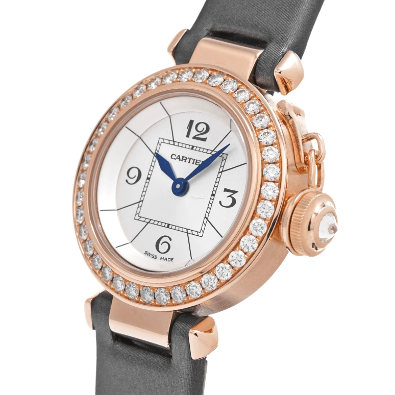 Cartier,Pasha de Cartier 27mm,27mm,Rose Gold,Silver,Quartz,Sapphire,Hardlex,Round,WJ124026