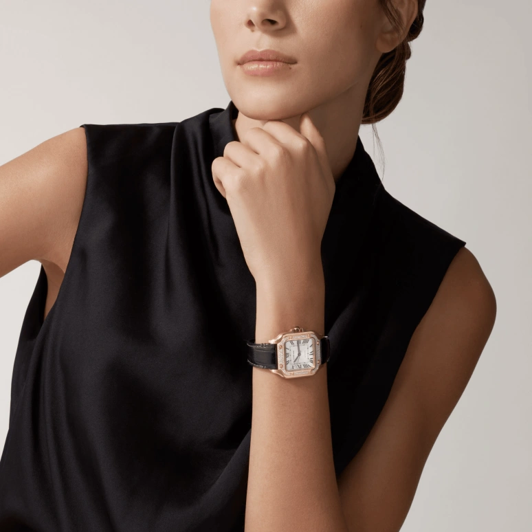 Cartier,Santos de Cartier 35.10mm,35.10mm,Rose Gold,Silver,Automatic,42hours,In-house Caliber,WJSA0012
