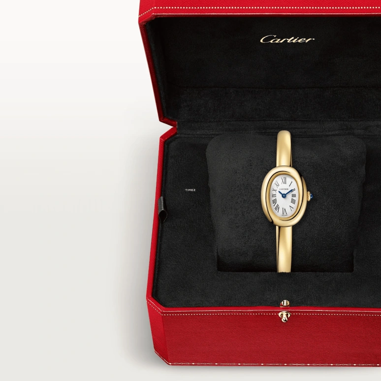 Cartier,Baignoire 24.60x18.70mm,24.60x18.70mm,Yellow Gold,Silver,Quartz,Sapphire,Crystal Glass,Oval,WGBA0035