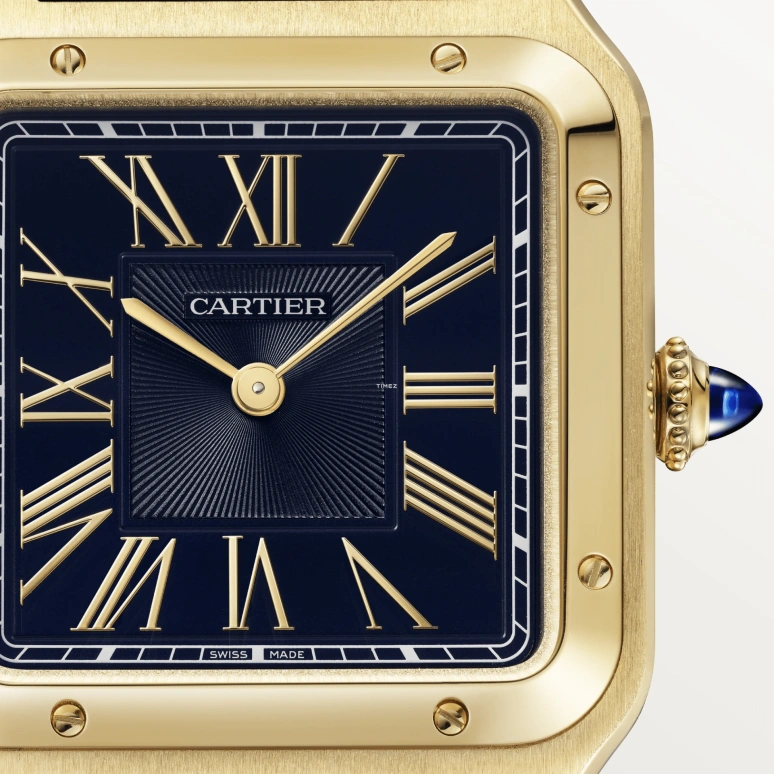 Cartier,Santos de Cartier 43.50x31.40mm,43.50x31.40mm,Yellow Gold,Blue,Quartz,Sapphire,Crystal Glass,Square,WGSA0077