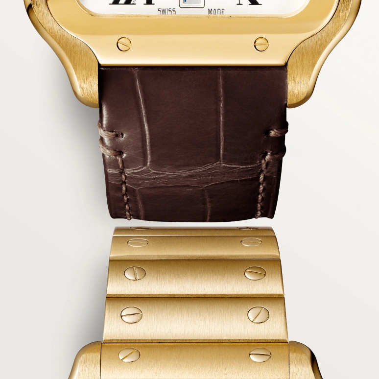 Cartier,Santos de Cartier 39.80x47.50mm,39.80x47.50mm,Yellow Gold,Silver,Automatic,Day,42hours,WGSA0042