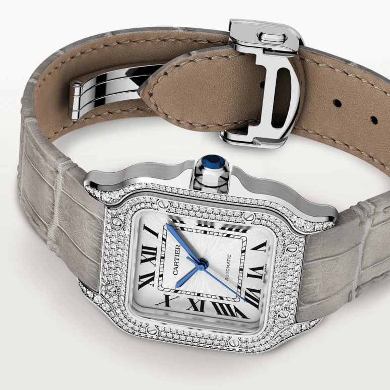 Cartier,Santos de Cartier 35.10mm,35.10mm,White Gold,Silver,Automatic,42hours,In-house Caliber,WJSA0014