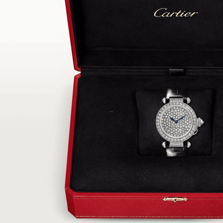 Cartier,Pasha de Cartier 35mm,35mm,White Gold,Silver,Automatic,40hours,In-house Caliber,HPI01450