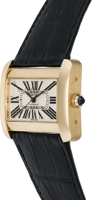 Cartier,Tank 38x30mm,38x30mm,Yellow Gold,Silver,Automatic,Sapphire,Crystal Glass,Square,W6300856